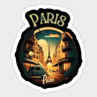 Paris France Travel Street Art - Retro Vintage Sticker